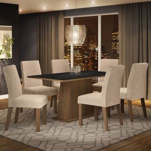 Juego de Comedor Luciana con 6 Sillas Marrón/Negro/Imperial