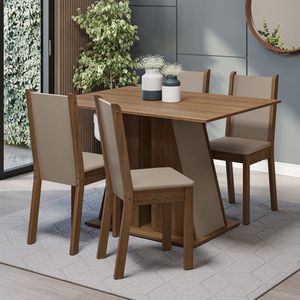Juego de Comedor Sophie con 4 Sillas Marrón/Crema/Beige