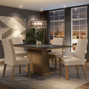 Juego de Comedor Sabrina con 4 Sillas Marrón/Negro/Imperial