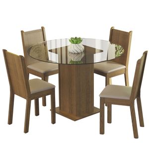 Juego de Comedor Débora con 4 Sillas Marrón/Beige