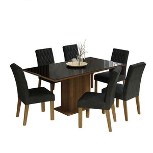 Juego de Comedor Geórgia con 6 Sillas Marrón/Negro/Oxford
