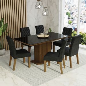 Juego de Comedor Geórgia con 6 Sillas Marrón/Negro/Oxford