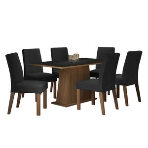 Juego de Comedor Luciana con 6 Sillas Marrón/Negro/Oxford