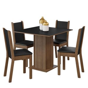 Juego de Comedor Alana con 4 Sillas Marrón/Negro