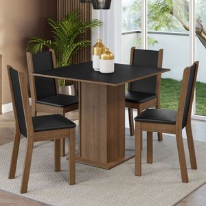 Juego de Comedor Alana con 4 Sillas Marrón/Negro