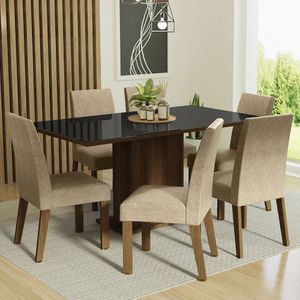 Juego de Comedor Alexis con 6 Sillas Marrón/Negro/Imperial