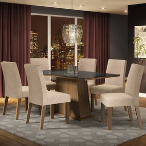 Juego de Comedor Patricia con 6 Sillas Marrón/Negro/Imperial