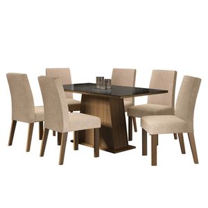 Juego de Comedor Patricia con 6 Sillas Marrón/Negro/Imperial