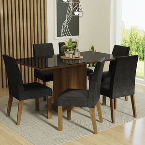 Juego de Comedor Alexis con 6 Sillas Marrón/Negro/Oxford