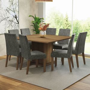 Juego de Comedor Doris con con 8 Sillas Marrón/Plata