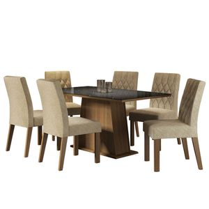 Juego de Comedor Stéfani con 6 Sillas Marrón/Negro/Imperial