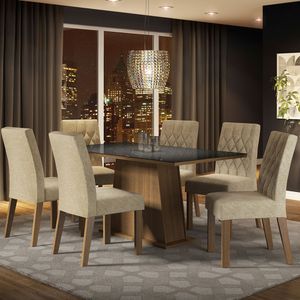 Juego de Comedor Stéfani con 6 Sillas Marrón/Negro/Imperial