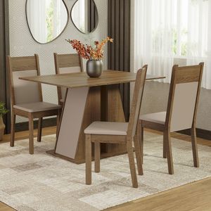 Juego de Comedor Angel con 4 Sillas Marrón/Crema/Beige