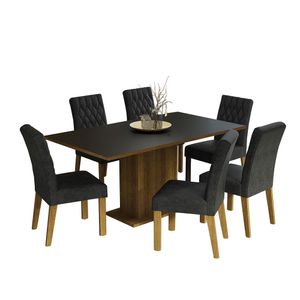 Juego de Comedor Hanna con 6 Sillas Marrón/Negro/Oxford