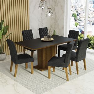 Juego de Comedor Hanna con 6 Sillas Marrón/Negro/Oxford