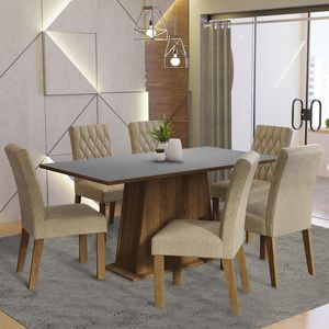 Juego de Comedor Britney con 6 Sillas Marrón/Gris/Imperial