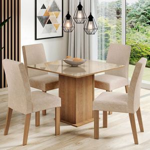 Juego de Comedor Evelin con 4 Sillas Marrón/Crema/Imperial