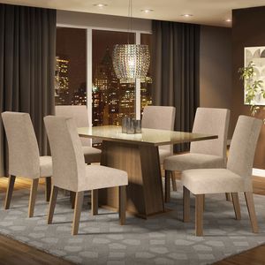 Juego de Comedor Patricia con 6 Sillas Marrón/Crema/Imperial