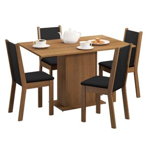 Juego de Comedor Talita con 4 Sillas Marrón/Negro