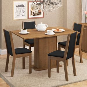 Juego de Comedor Talita con 4 Sillas Marrón/Negro
