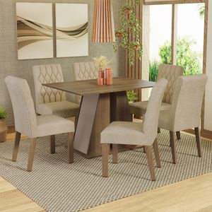 Juego de Comedor Fabiana con 6 Sillas Marrón/Crema/Imperial
