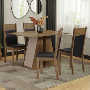 Juego de Comedor Angel con 4 Sillas Marrón/Crema/Negro