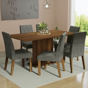 Juego de Comedor Renata con 6 Sillas Marrón/Plata