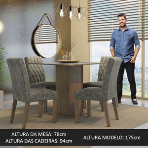 Juego de Comedor Livia con 4 Sillas Marrón/Gris/Plata