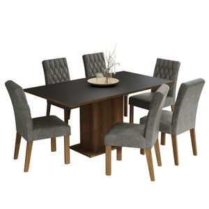 Juego de Comedor Hanna con 6 Sillas Marrón/Negro/Plata
