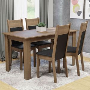 Juego de Comedor Cali con 4 Sillas Marrón/Negro