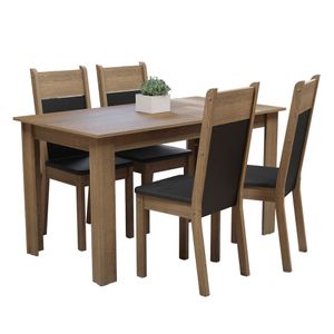 Juego de Comedor Cali con 4 Sillas Marrón/Negro