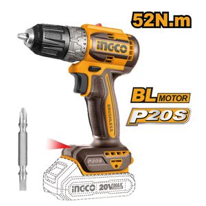 Taladro Atornillador Inalámbrico Brushless Ingco 20V 52 NM CDLI204531