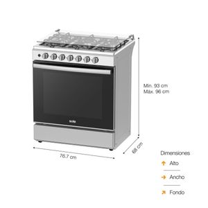 Cocina de Pie Sole a Gas 6 Quemadores Aruba 6h 76cm Cosol037