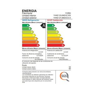 Aire Acondicionado York Split Pared De 12,000 Btu/H Triple Inverter Frío/Calor