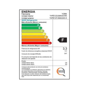 Aire Acondicionado York Split Pared De 12,000 Btu/H On/Off Frío Solo