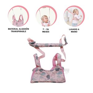 Arnes Andador Caminador para Bebe Diseño Ballena Rosado