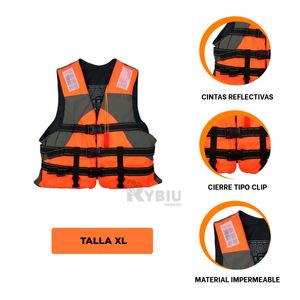 Chaleco Salvavidas Resistente al Agua Anaranjado en Talla XL