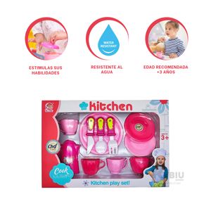 Juego de Platos y Tazas de Color Rosado