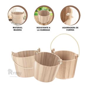 Cubeta Diseño Rustico en Tono Madera Y+Stickers