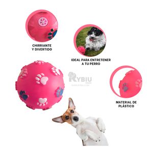 Pelota Chillosa para Perros con Esporas de Huellas en Rosado