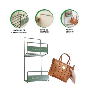 Organizador de 2 Niveles para Carteras en Color Verde
