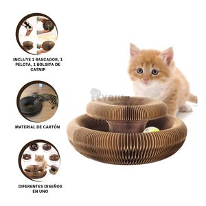 Rascador para Mascota con Pelota y Catnip Marron Y+Stickers