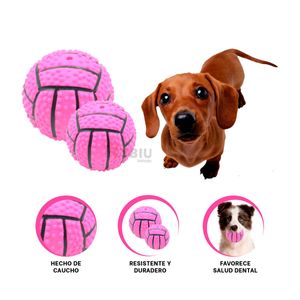 Pelota Resistente con Sonido Tono Rosado Y+Papel de Regalo