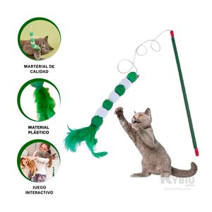 Varita de Juego para Gatos en Color Verde Y+Papel de Regalo