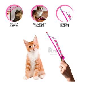 Varita para Gatos con Bolitas en Color Rosado