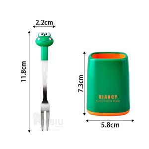 Tenedor Firme con Diseño de Sapo Verde Y+Papel de Regalo