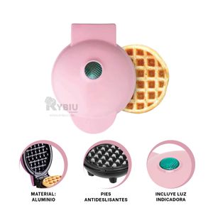Mini Waflera Forma Circular Moderno en Diseño Rosado