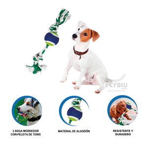 Soga y Pelota de Tenis Mascota Multicolor Y+Papel de Regalo