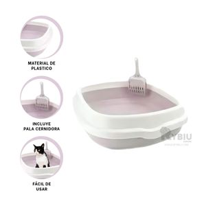 Arenero Ventilado con Pala 48x40x12.5 Tono Lila Y+Stickers