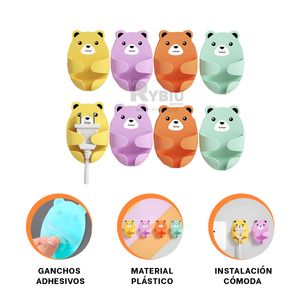Set de 4 Ganchos para Enchufes de Ositos en Multicolor